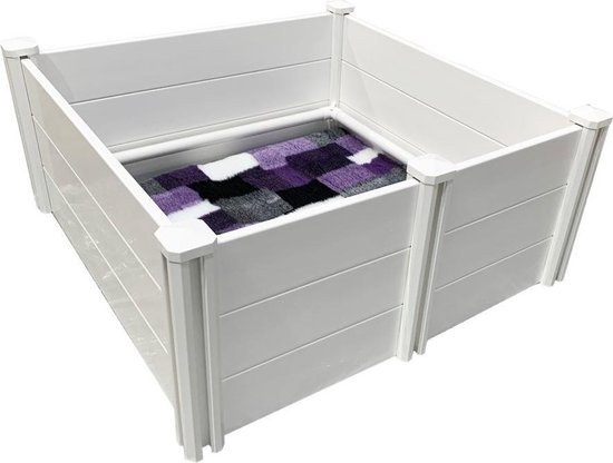 Topmast Boîte de mise bas en plastique - 122 x 122 x 46 cm - Sans épuisement - Boîte de mise bas Chien - Puppy Run - Dog Run