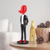 BaykaDecor - Uniek Beeld Ballonhond Gentleman - Woondecoratie - Pop Art - Jeff Koons parodie - Tuxedo Balloon Dog - Rood - 30 cm