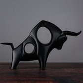 BaykaDecor - Luxe Beeld Stier - Abstracte Kunst - Woondecoratie - Cadeau - Sterrenbeeld Koe - Slaapkamer Decoratie - Zwart - 29 cm