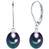 Valero Pearls Parel oorbellen Sterling zilver Gekweekte zoetwaterparels pauw blauw