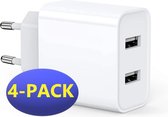 4x Quick Charge Oplaadstekker 24W USB Power oplader | Samsung Galaxy S21 / S20 - A10/A11/A12/A21/A21s/A20e/A30/A31/A32/A50/A51/A52/A70/A71/A72 - USB Samsung Fast Charger |Snellader Samsung S2