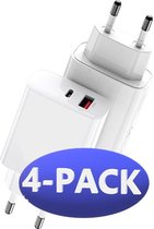 4x Dual adapter USB-A & USB-C aansluiting - Geschikt voor Samsung & Apple iPhone (7, 8, X, XR, XS, 11, 12)