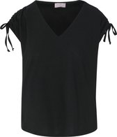 Cassis - Female - T-shirt met tunnelkoordjes aan de schouders  - Zwart