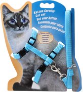 Kattentuigje |Baby blauw| Kattenharnas met looplijn - Kattenriem - Riem voor katten - Tuig met riem - Veilig- verstelbaar - Walking Jacket - Wandelen-Kitten harnas-