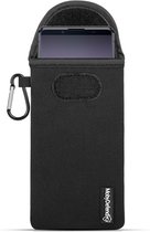 Hoesje voor Sony Xperia 5 II - MobyDefend Neopreen Pouch Met Karabijnhaak - Insteekhoesje - Riemlus Hoesje - Zwart - GSM Hoesje - Telefoonhoesje Geschikt Voor: Sony Xperia 5 II