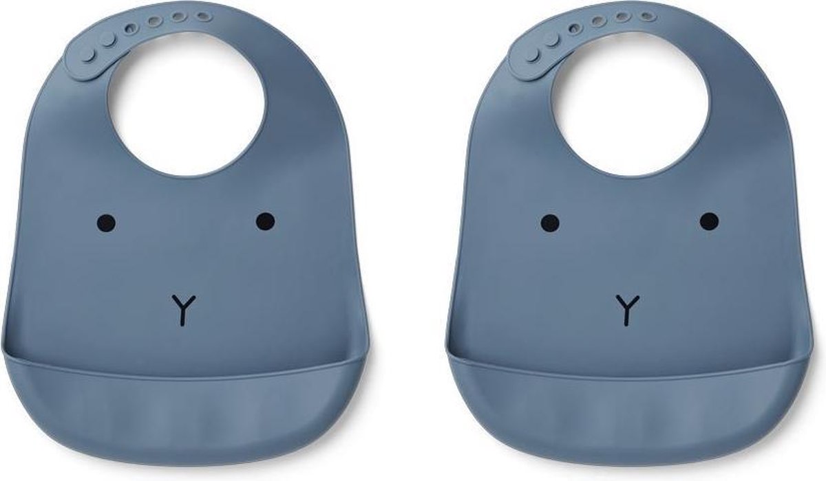 Tilda Silicone Bib 2-Pack Rabbit blue wave | Liewood