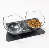 Minaro Dubbele Voerbak Kat + Gratis E-book - Eetbak - Antislip - Kattenvoer bakjes - Ergonomisch - Geschikt voor honden en katten - Voor Droogvoer en Natvoer - Zwart