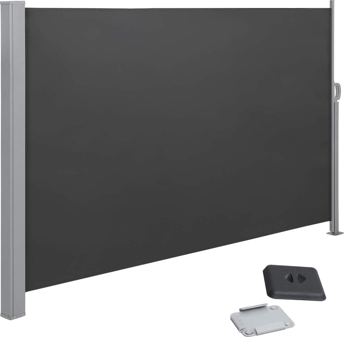 SONGMICS zijluifel, 180 x 350 cm (H x L), privacyscreen, zonwering, zijzonwering, voor balkon, terras, tuin, grijs GSA185G02