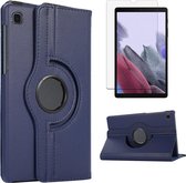 Case2go - Tablet hoes geschikt voor Samsung Galaxy Tab A7 Lite - Draaibare Book Case Cover + Screenprotector - 8.7 inch - Donker Blauw