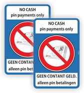 No Cash pin  Geen contant geld. Sticker set van 2 stuks