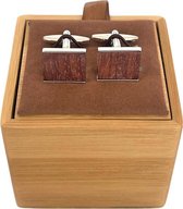 Stalen Manchetknopen met Houten Inlay + houten doosje