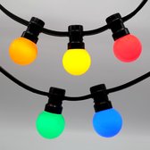 Gekleurde partyverlichting  voor buiten - 10 meter met 20 LED lampen: rood, groen, blauw, geel en oranje | ideaal als buitenverlichting - tuinverlichting - feestverlichting - licht