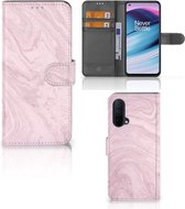 GSM Hoesje OnePlus Nord CE 5G Flip Case Marble Pink