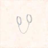 Jobo By JET - The only one earring - Silver - 2 in 1 oorbelletjes met kettinkje - Zilverkleurig oorbel - Per stuk