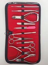 Belux Surgical / Manicure set met reisetui 11 Delig Schaartje Nagelknipper Teennagelknipper Pincet ....