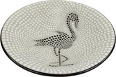 Schaal flamingo stippen M - Terracotta - 26x26x7 cm - Zwart/Grijs - India - Sarana - Fairtrade