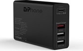 DrPhone WL20 100W Adaptateur USB C 4 ports PD 3.0 100W + Qualcom 3.0 & 2.4A - Chargeur rapide de type C pour Macbook Pro 13/15/16 iPhone 12/S21