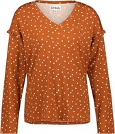 CYELL ART OF DOT Dames Pyjamashirt Lange Mouw - Roestbruin met Witte Stip - Maat 38