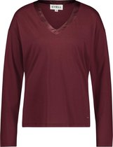 CYELL SOLIDS Dames Lange Mouw Pyjamashirt - Uni Merlot - Maat 44
