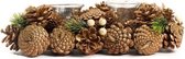 Kerststuk theelicht houder - 2 waxinehouders | 12 x 10 x 30 cm | Decoratief kerststuk gemaakt uit natuurlijke materialen en voorzien van twee waxinehouders | Groen