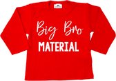 Shirt grote broer-leuke bekendmaking zwangerschap-big bro material-rood-Maat 104