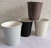 Siaki ontbijtbeker, melkbeker, beker van porselein 9 cm hoog, 270 ml, 4 stuks