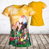 Meisjes t shirt met paarden okergeel -s&C-86/92-t-shirts meisjes