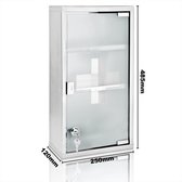 Medicijnkastje XXL - Incl. 2 Sleutels 48.5x25x12cm 3 Vakken - RVS