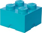 LEGO Opbergbox - Brick 4 - Azur Blauw - 6 L - 25 cm x 25 cm x 18 cm - Kunststof