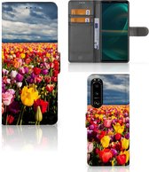 Telefoonhoesje met Tekst Sony Xperia 5III Wallet Book Case Moederdag Cadeau Tulpen