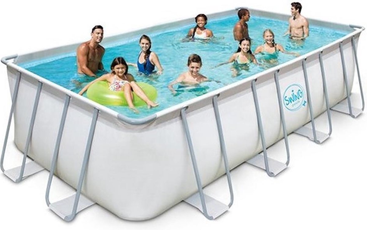 Premium metalen frame zwembad - Swing 5,49 m x 2,74 m x 1,32 m - rechthoekig opzet zwembad