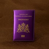 Paarse Kunstleren Paspoorthouder - Paspoort Hoesje - Cover - Nederland