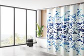 Su.B.dgn Douchegordijn 180x200 polyester badkamer douchegordijn wasbaar met 12 ringen| Blauwe Bloem met Gele achtergrond