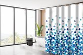 Su.B.dgn Douchegordijn 180x200 polyester badkamer douchegordijn wasbaar met 12 ringen | Blauwe bubbel