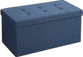 Zitbank met Opbergruimte - Hocker - Zitkist - Opvouwbaar - 76 x 38 x 38 cm - Blauw