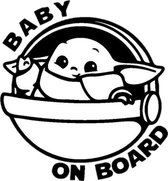 Baby On Board (wit) (20x15cm) Baby Yoda 01