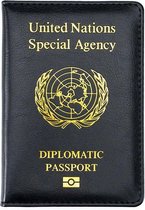 VN Diplomatiek Paspoort - Kunstleren Paspoorthouder - Paspoort Hoesje - Cover - Zwart