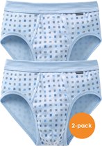 SCHIESSER Cotton Essentials sportslips (2-pack) - Feinribb met gulp - lichtblauw geblokt - Maat: XL