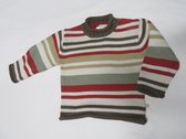noukie's ,  uniev , trui , gebreid , streep ecru /  bruin / rood / groen ,  3 jaar 98