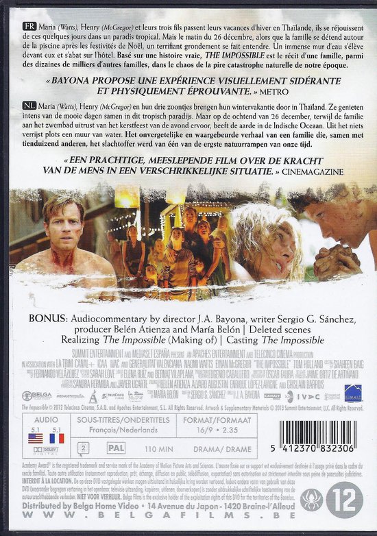 The Impossible - Waargebeurde film op DVD - Thailand tsunami | bol