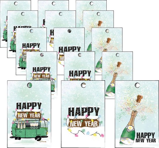 cadeaulabel - New Year - nieuwjaar - happy newyear - gifttag - 15st - voordeelpakken