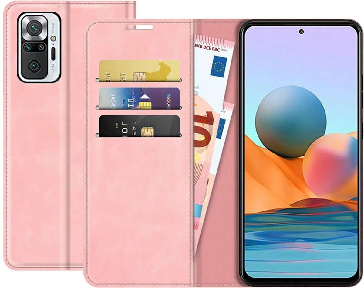 Xiaomi Redmi Note 10 Pro Bookcase hoesje - Just in Case - Effen Roze - Kunstleer