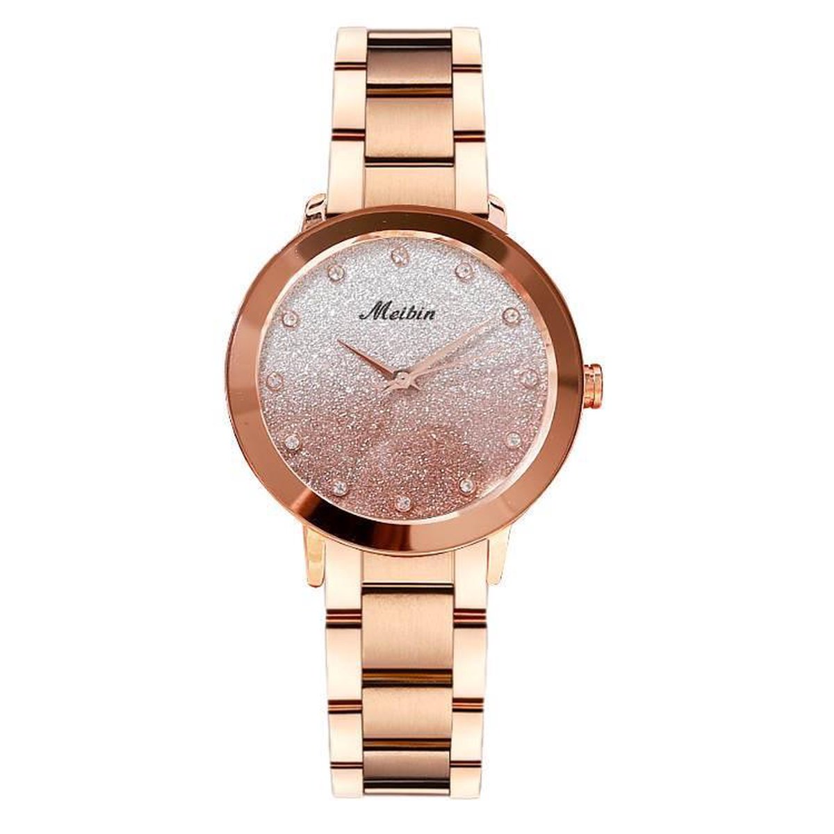 Longbo - Meibin - Dames Horloge - Rosé/Grijs/Bruin - 36mm