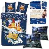 Harry Potter Hedwig Dekbedovertrek - Eenpersoons - 140 x 200 cm - Polyester, incl. Harry Potter Kussen Hogwarts Hedwig - 35 x 35 cm - Polyester