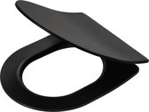 Tiger Tune - WC bril D-vorm - Toiletbril - Softclose - Easy clean functie - Duroplast - Zwart / RVS geborsteld