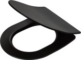 Tiger Tune - WC bril D-vorm - Toiletbril - Softclose - Easy clean functie - Duroplast - Zwart / Goud geborsteld