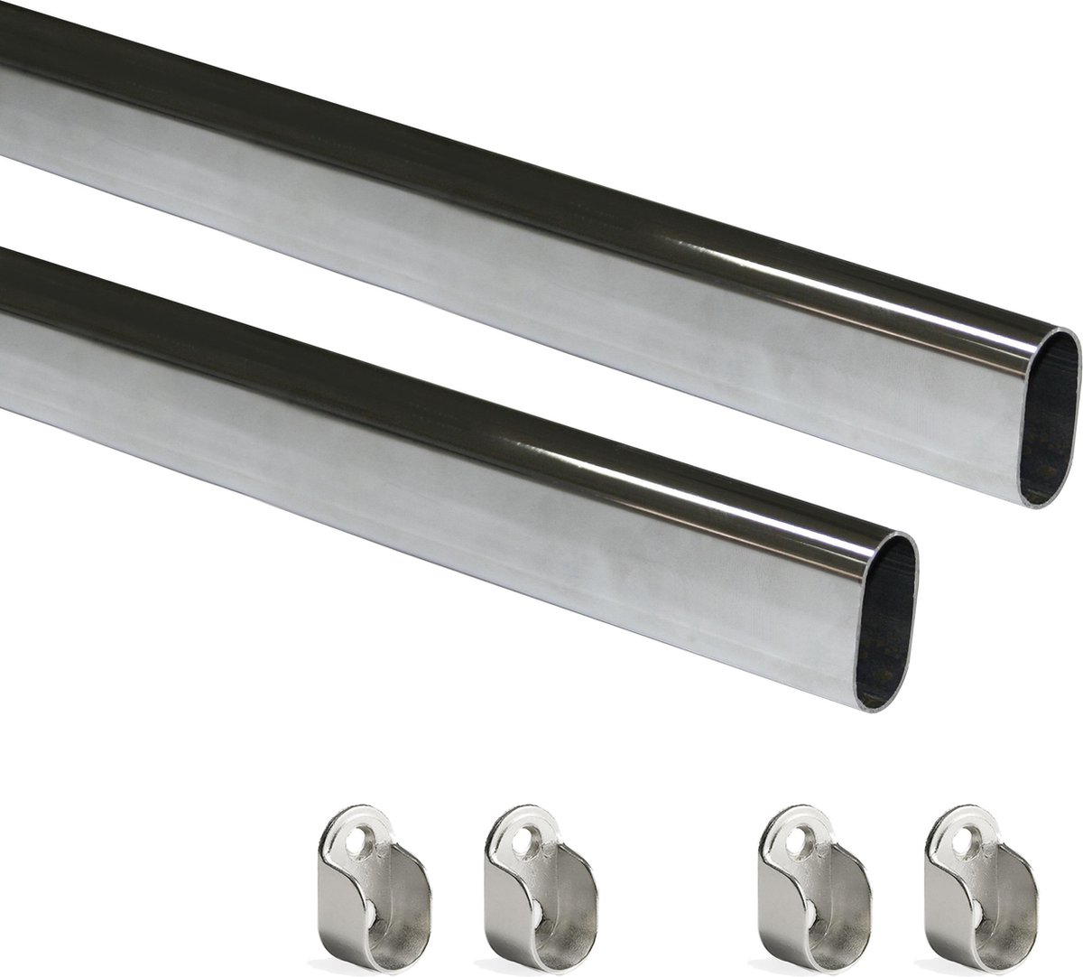Emuca Garderobestang 30x15 mm staal, 750 mm, Verchroomd