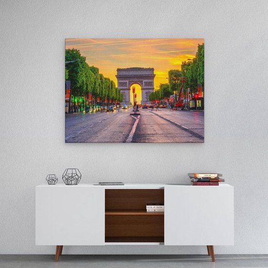 Artaza Toile Peinture Arc De Triomphe A Paris De La Rue - 80x60 - Tableau Sur Toile - Impression Sur Toile