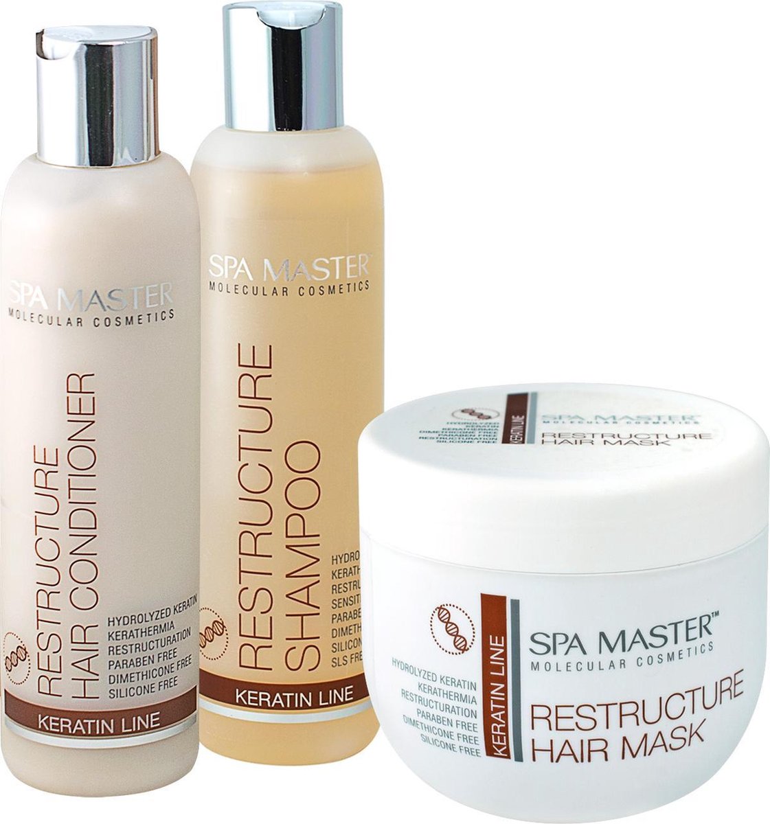 Spa Master Keratine Set - Keratine Shampoo + Conditioner + Haarmasker - Keratine Behandeling - Samen 900ML
