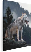 Artaza Canvas Schilderij Grijze Wolf In De Bossen - 30x40 - Klein - Foto Op Canvas - Canvas Print